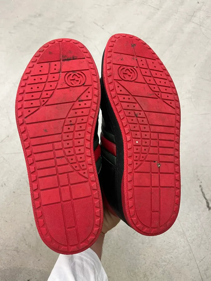 Gucci Black Striped Black & Red Leather High Sneakers eIZZrRj 5