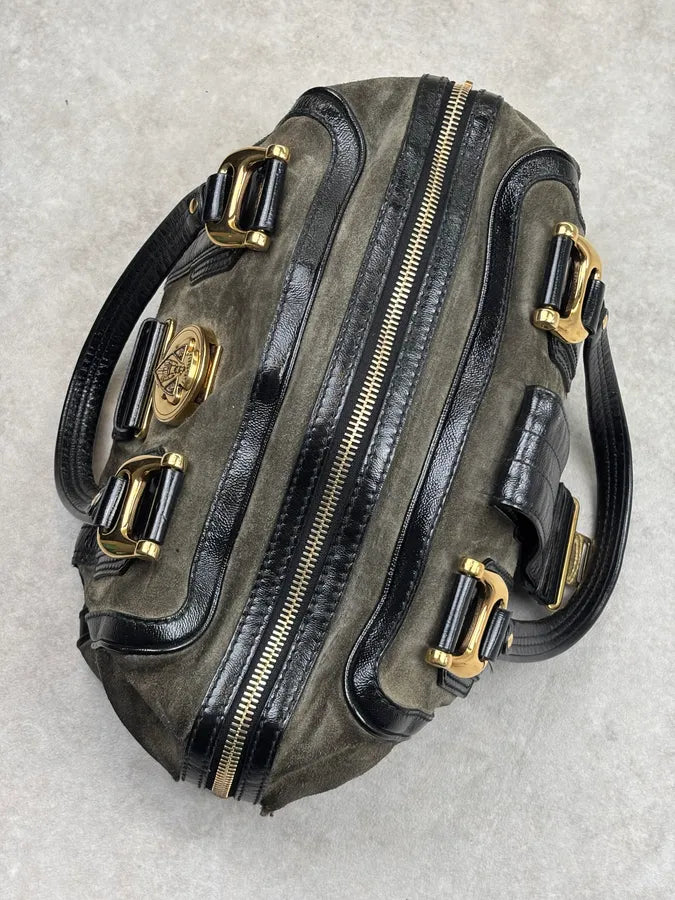 AW2008 Gucci Black & Green Suede Patent Leather Shoulder Bag by Frida Giannini ifrDgGX 15