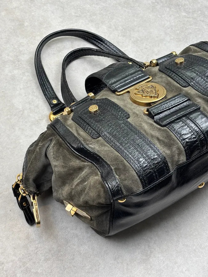 AW2008 Gucci Black & Green Suede Patent Leather Shoulder Bag by Frida Giannini ifrDgGX 5