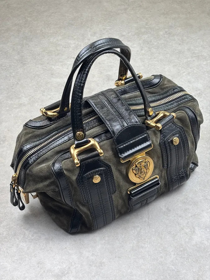 AW2008 Gucci Black & Green Suede Patent Leather Shoulder Bag by Frida Giannini ifrDgGX 0