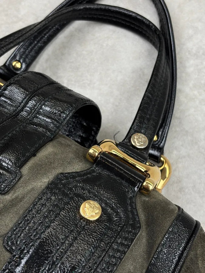 AW2008 Gucci Black & Green Suede Patent Leather Shoulder Bag by Frida Giannini ifrDgGX 14