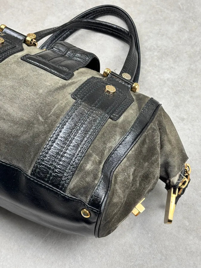 AW2008 Gucci Black & Green Suede Patent Leather Shoulder Bag by Frida Giannini ifrDgGX 11