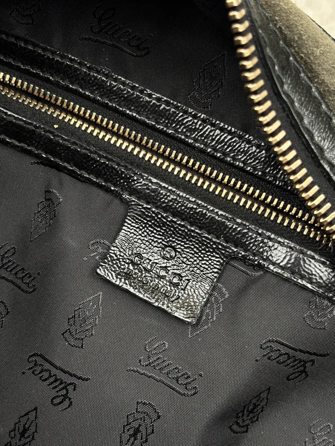 AW2008 Gucci Black & Green Suede Patent Leather Shoulder Bag by Frida Giannini ifrDgGX 17
