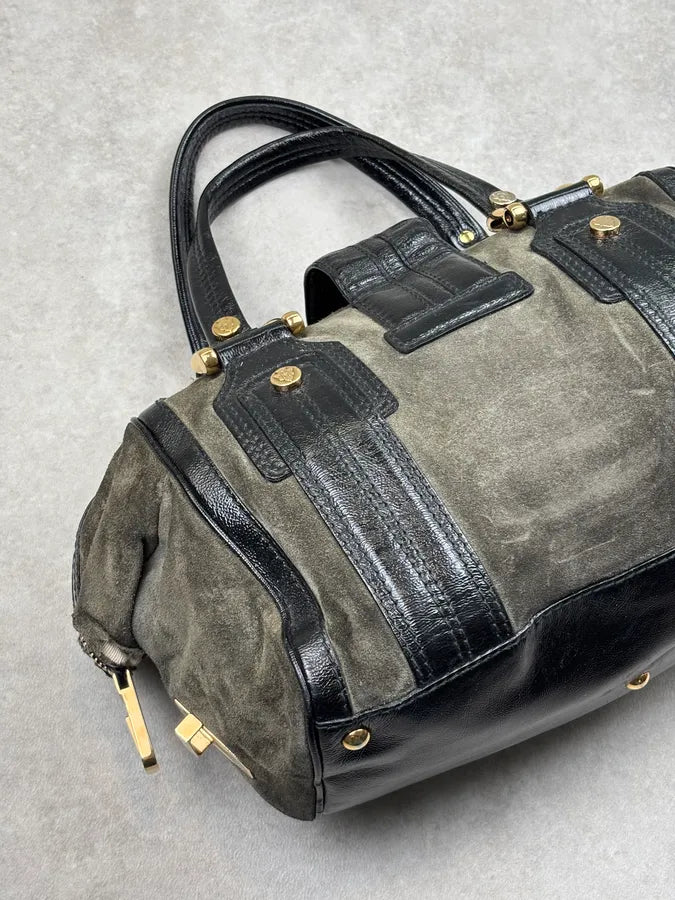AW2008 Gucci Black & Green Suede Patent Leather Shoulder Bag by Frida Giannini ifrDgGX 12