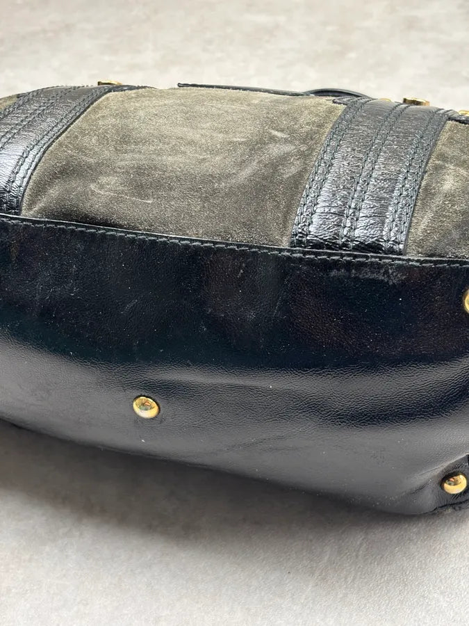 AW2008 Gucci Black & Green Suede Patent Leather Shoulder Bag by Frida Giannini ifrDgGX 13