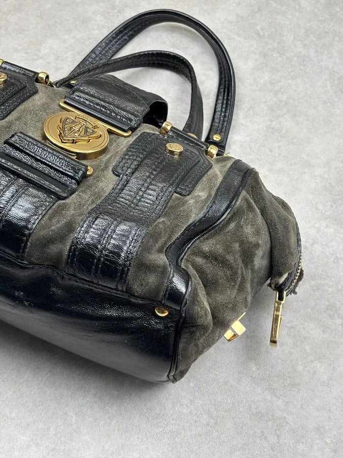 AW2008 Gucci Black & Green Suede Patent Leather Shoulder Bag by Frida Giannini ifrDgGX 6