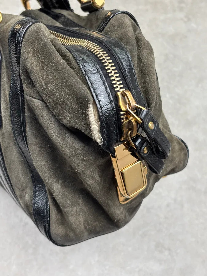 AW2008 Gucci Black & Green Suede Patent Leather Shoulder Bag by Frida Giannini ifrDgGX 8