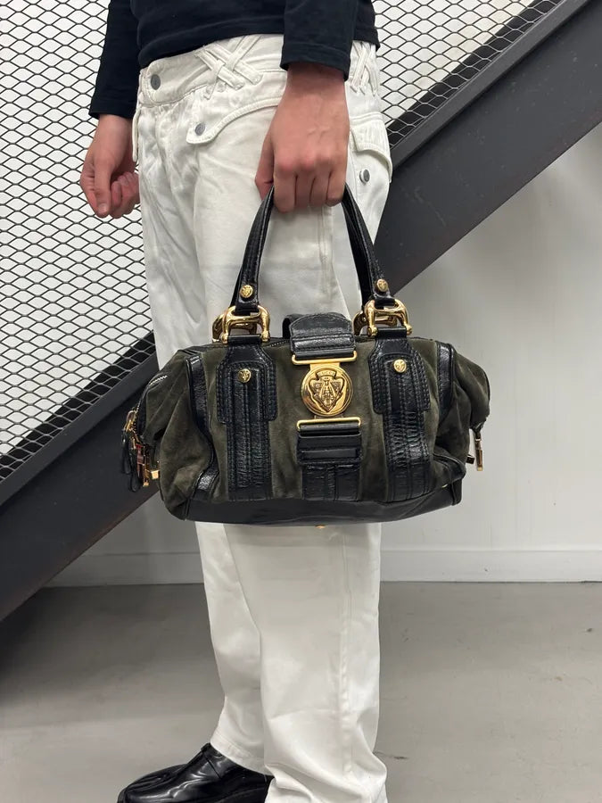 AW2008 Gucci Black & Green Suede Patent Leather Shoulder Bag by Frida Giannini ifrDgGX 1