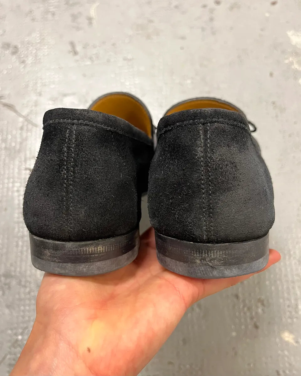 Gucci Black Suede Bow Detail Loafer Shoes KZjtAMz 7