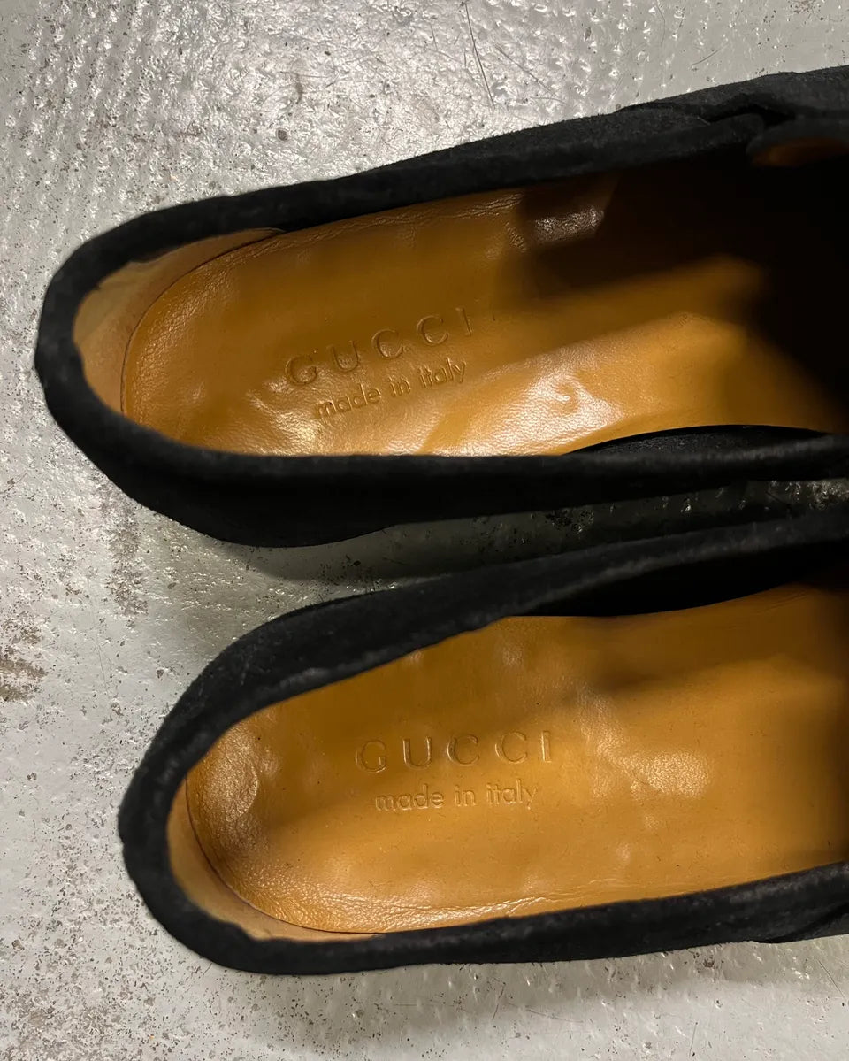 Gucci Black Suede Bow Detail Loafer Shoes KZjtAMz 8