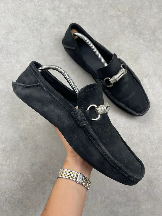 Gucci Black Suede Horsebit Loafer Shoes cUcnEAG 0