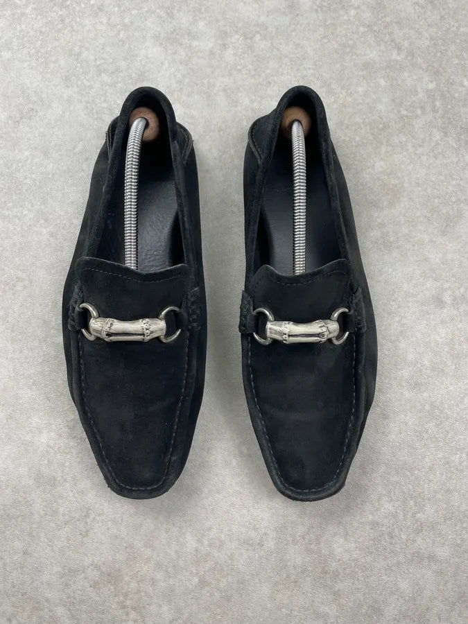 Gucci Black Suede Horsebit Loafer Shoes cUcnEAG 1