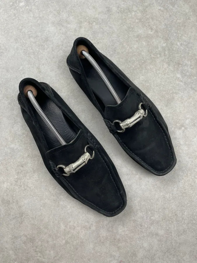 Gucci Black Suede Horsebit Loafer Shoes cUcnEAG 3