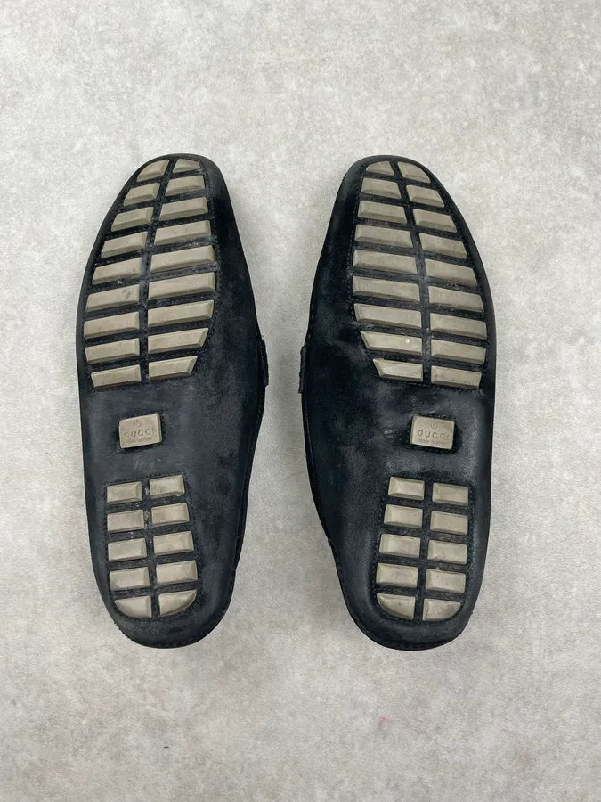 Gucci Black Suede Horsebit Loafer Shoes cUcnEAG 6
