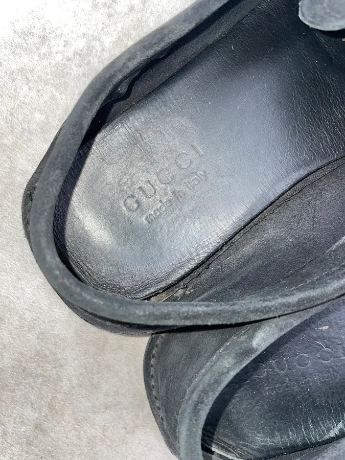 Gucci Black Suede Horsebit Loafer Shoes cUcnEAG 8