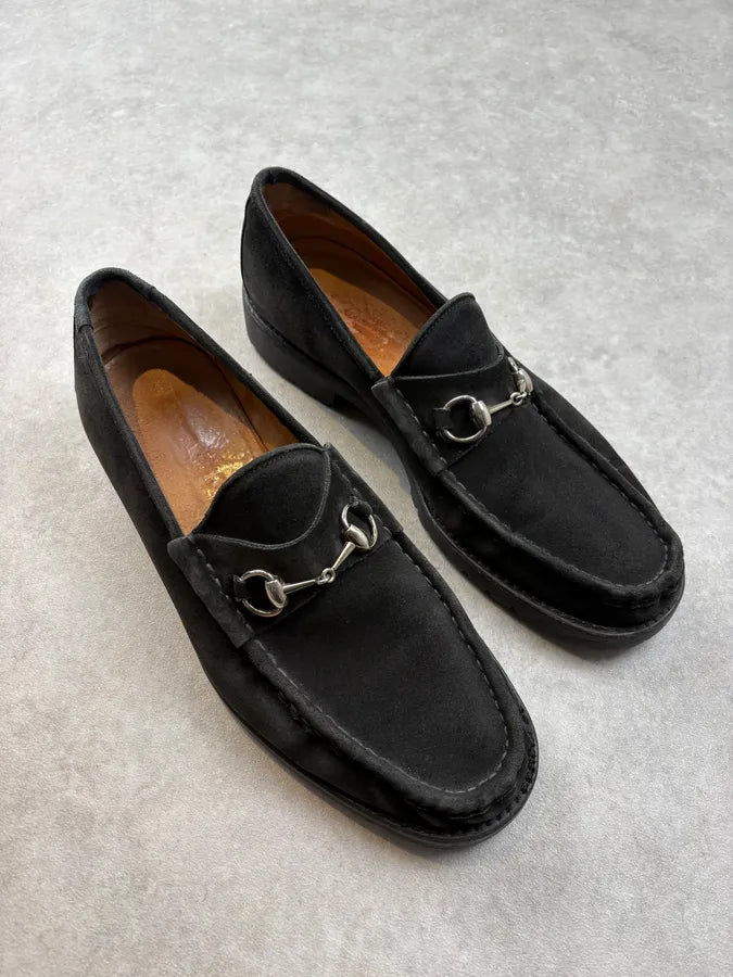 Gucci Black Suede Horsebit Loafers Shoes bLgxBfR 3