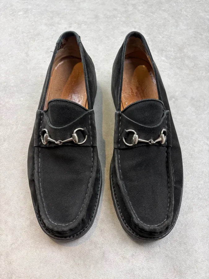 Gucci Black Suede Horsebit Loafers Shoes bLgxBfR 1