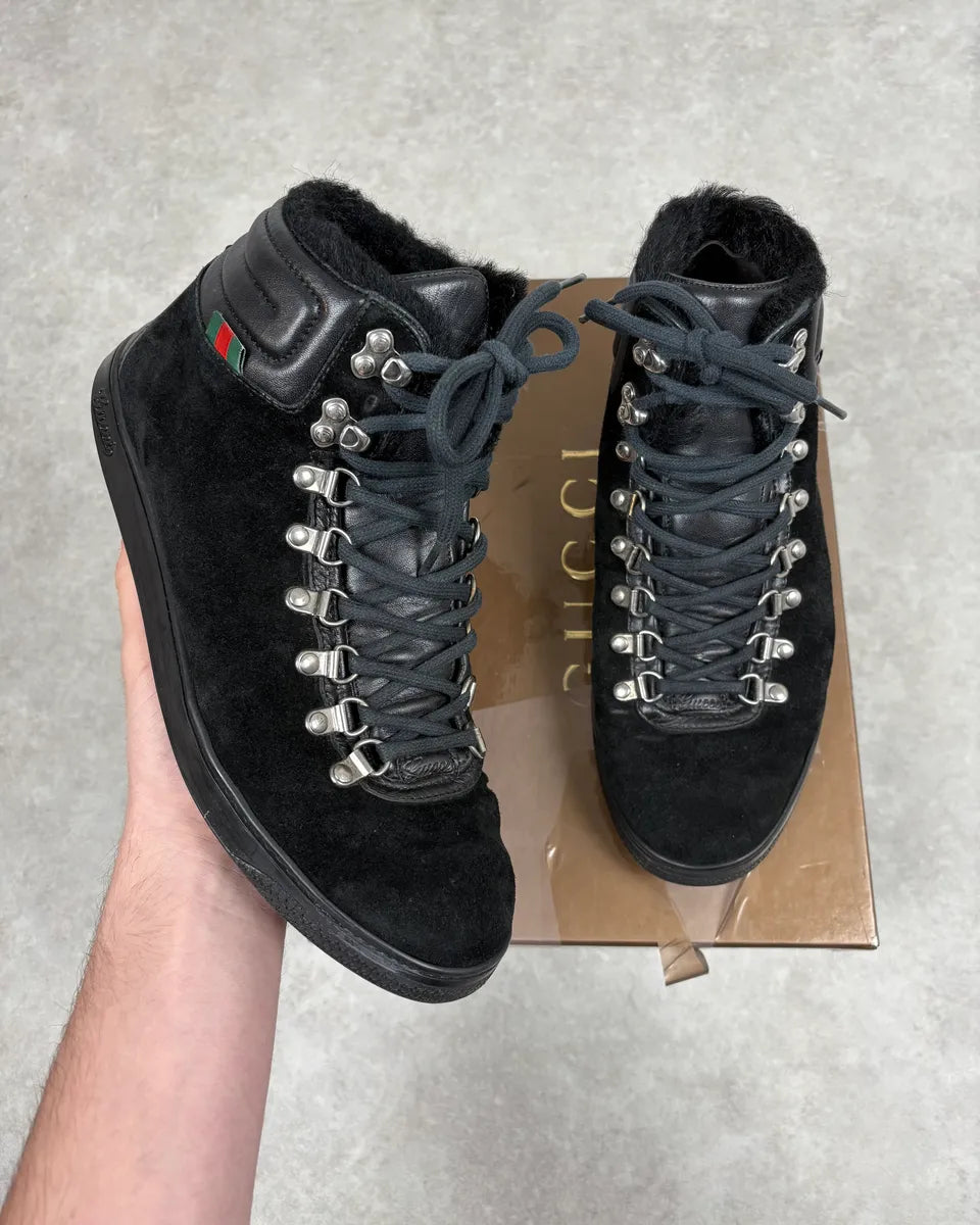 Gucci Black Suede Leather High Signature Sneakers UVnFgbG 0