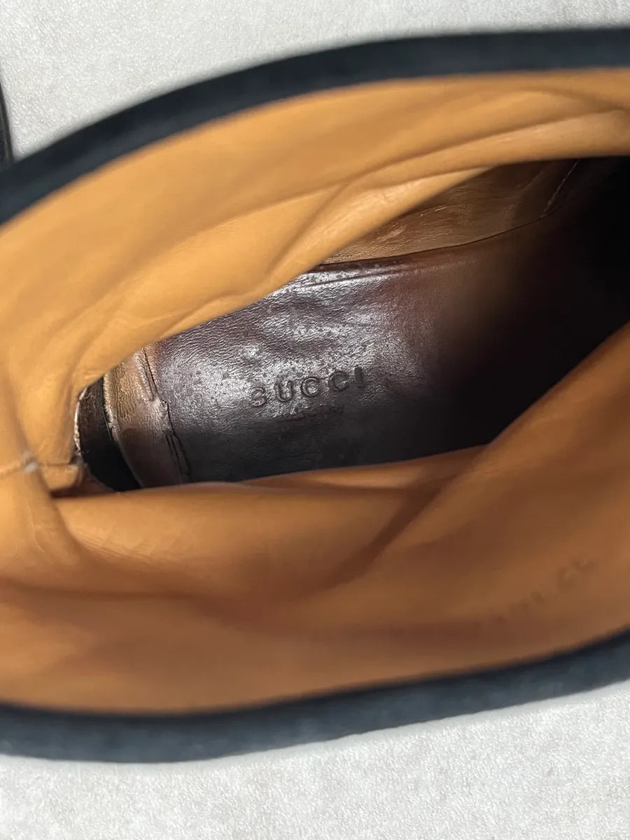 Gucci Black Two Buckle Suede Leather Boots mCmFVrR 7