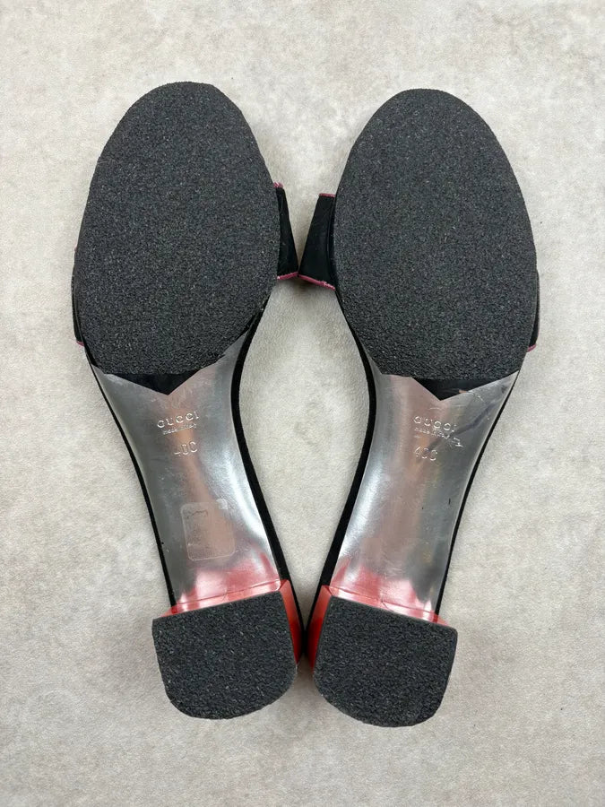 SS2007 Gucci Black Velvet Buckle Mules Shoes by Frida Giannini SFPNHpT 6