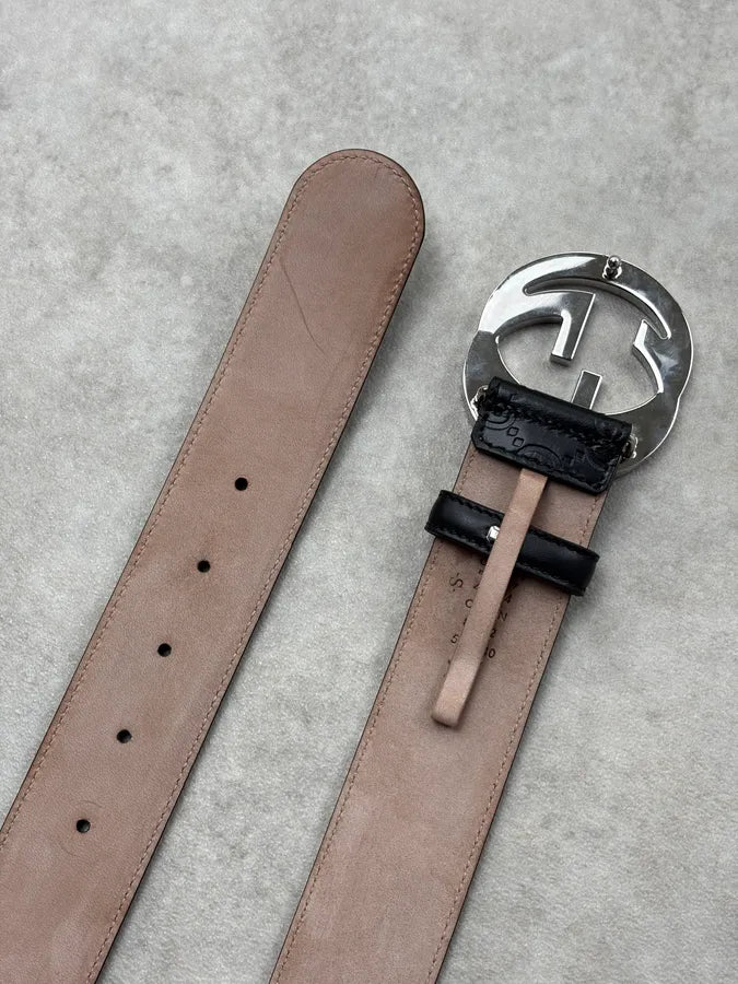 Gucci Black Leather Propaganda Monogrammed Belt saMLRng 4