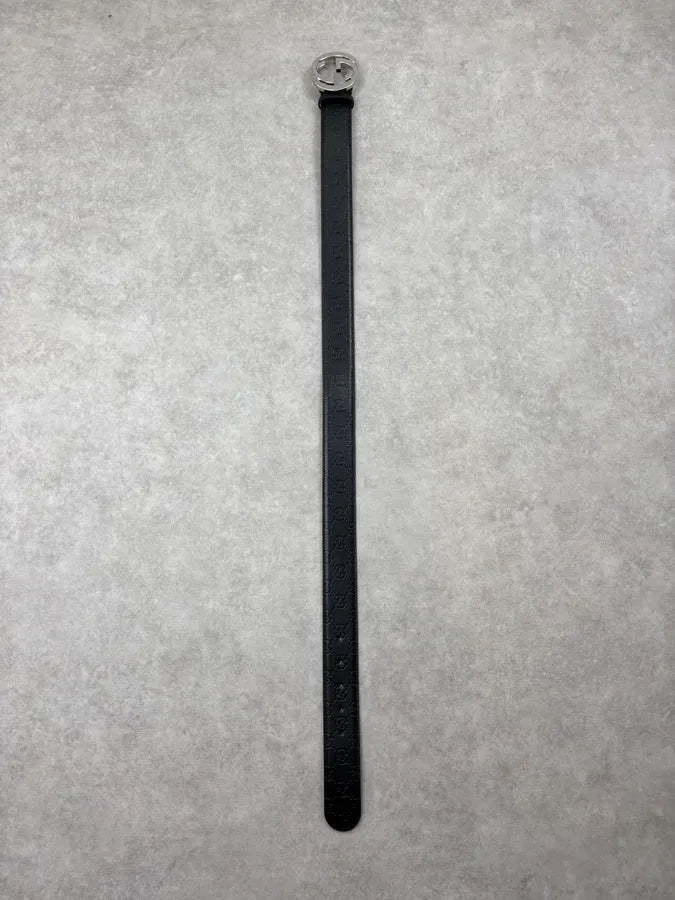 Gucci Black Leather Propaganda Monogrammed Belt saMLRng 6