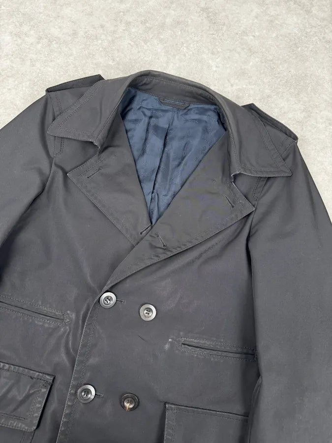 2000s Gucci Black Dark Officer Buttoned Trench Coat by Tom Ford HEIQUqN 5