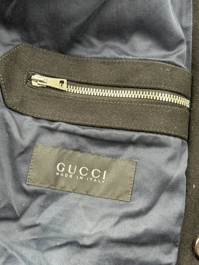AW2009 Gucci Black Wool Double-Breasted Peacoat Jacket by Frida Giannini asSJCyY 12