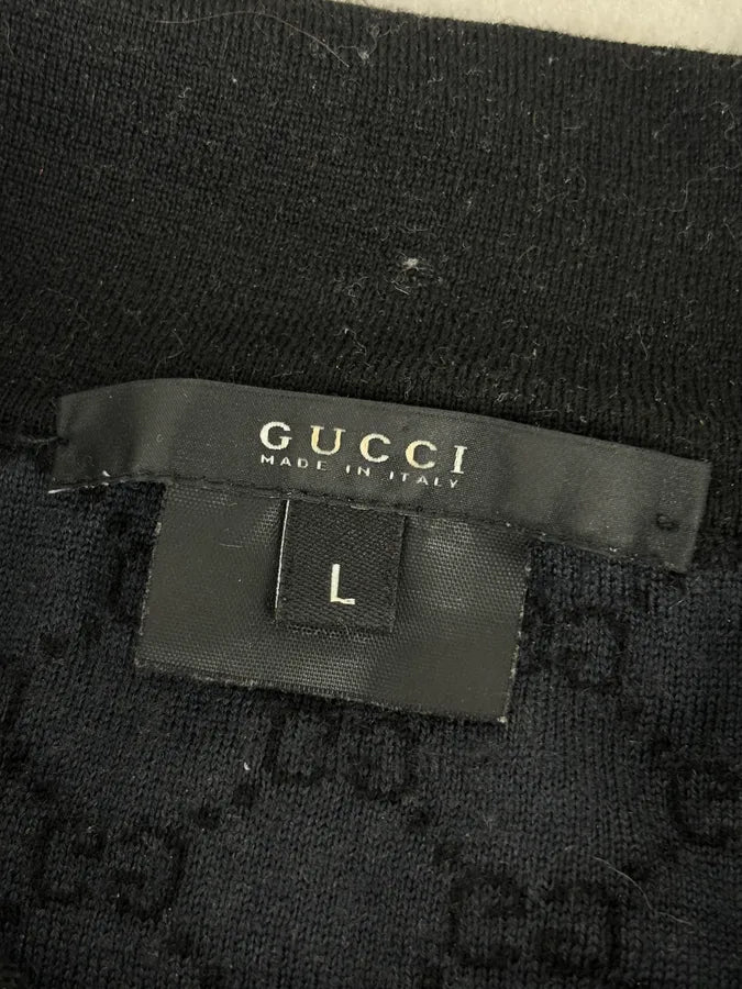 SS2003 Gucci Black Wool GG Monogram Polo Sweater by Tom Ford uywkofW 7