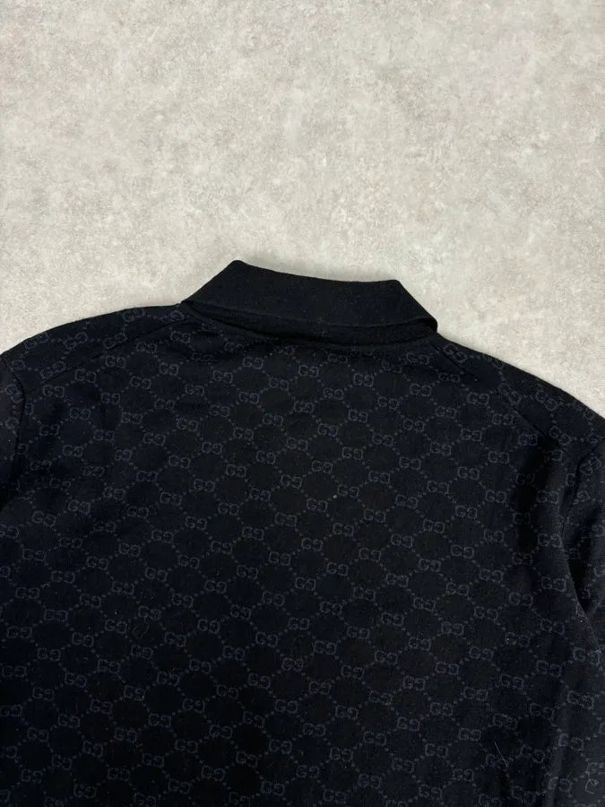 SS2003 Gucci Black Wool GG Monogram Polo Sweater by Tom Ford uywkofW 5