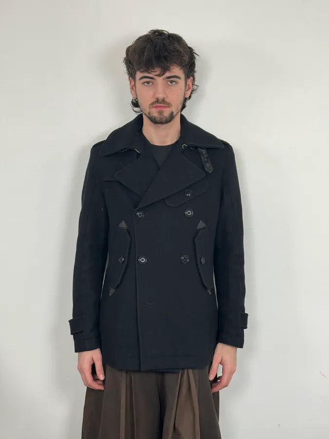 Gucci Black Wool Officer Buttoned Peacoat  qaYGHPc 1