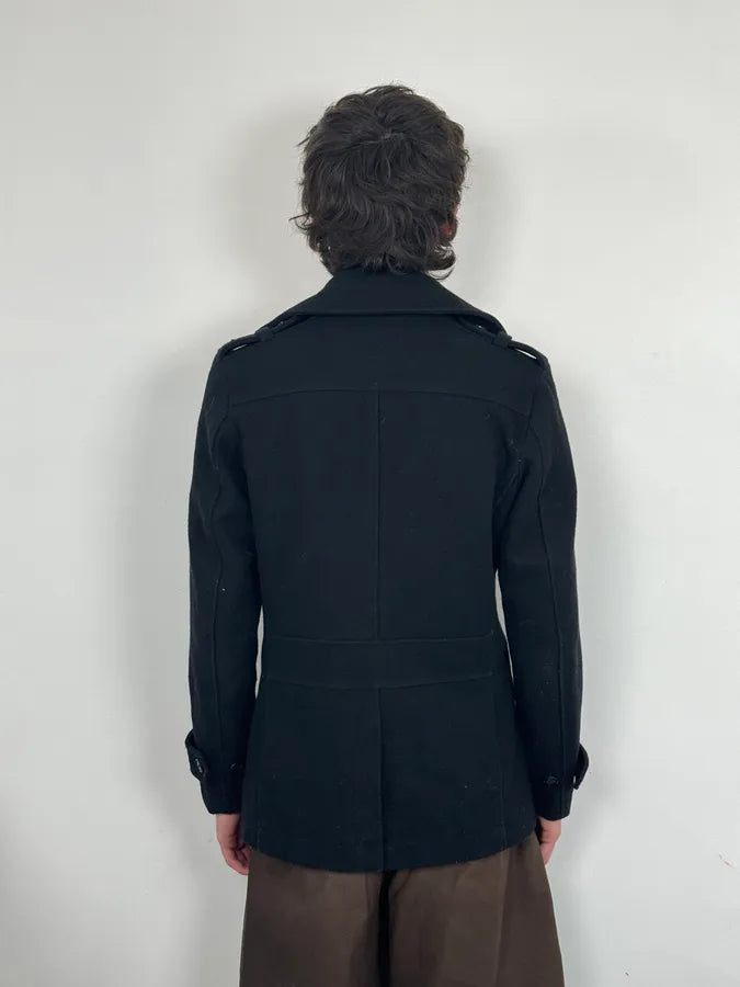 Gucci Black Wool Officer Buttoned Peacoat  qaYGHPc 2