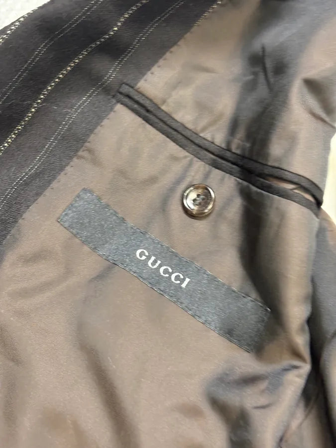 2000s Gucci Black Wool Pinstriped Suit by Tom Ford tnLKKGU 9