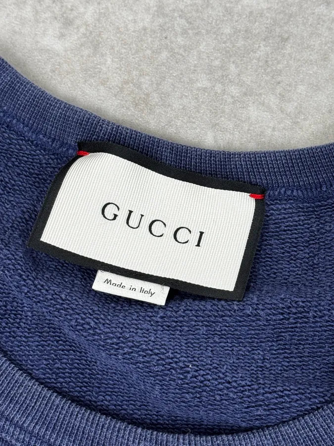 Gucci Blue L’aveugle par Amour Rabbit Crewneck Sweater PLjISBp 7