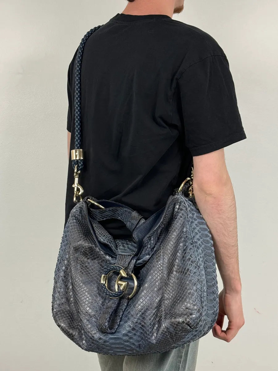 Gucci Blue Python G Wave Hobo Shoulder Bag by Frida Giannini xUpLcqy 3