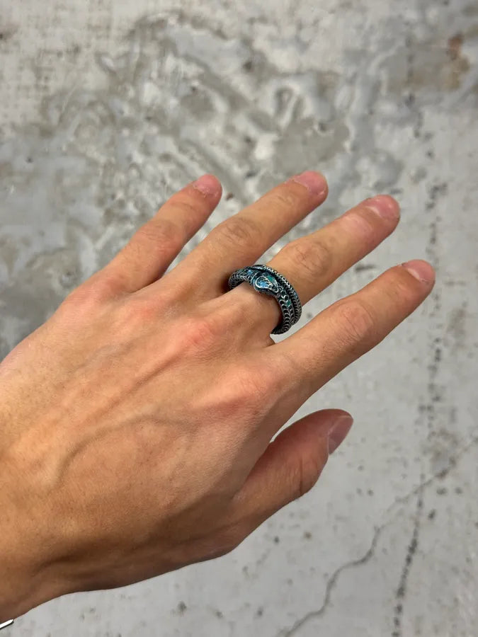 Gucci Blue Snake Silver Ring IfxVOfK 1