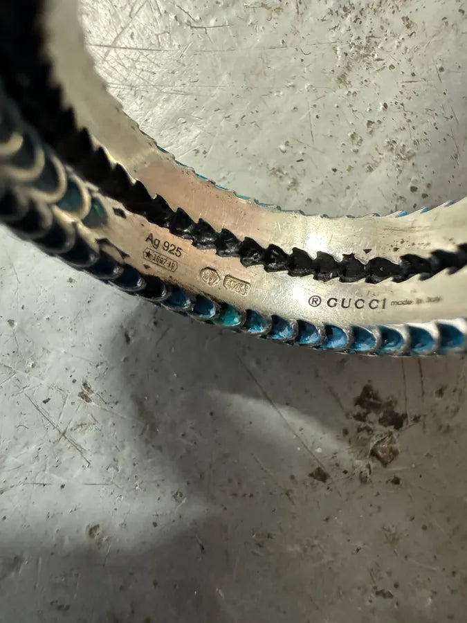 Gucci Blue Snake Silver Ring IfxVOfK 10