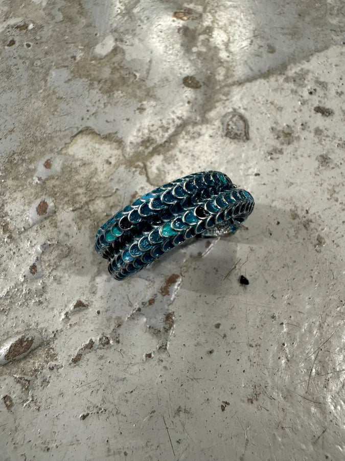 Gucci Blue Snake Silver Ring IfxVOfK 3