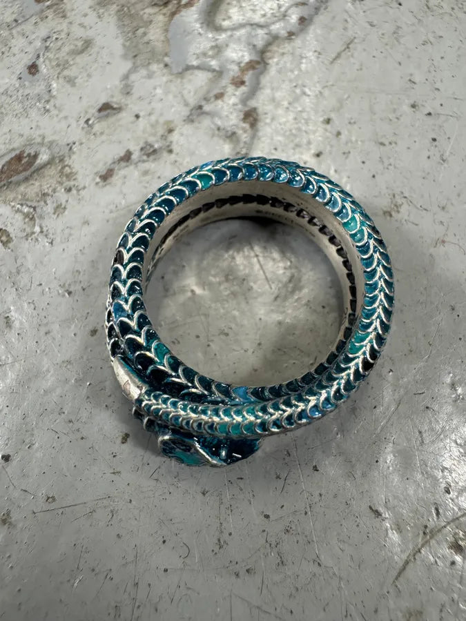 Gucci Blue Snake Silver Ring IfxVOfK 6
