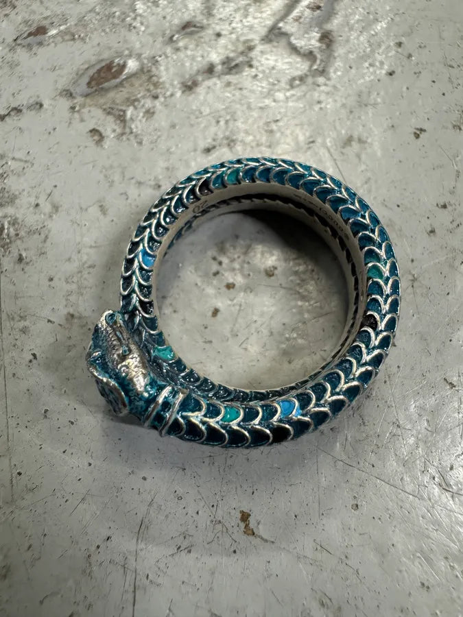 Gucci Blue Snake Silver Ring IfxVOfK 7