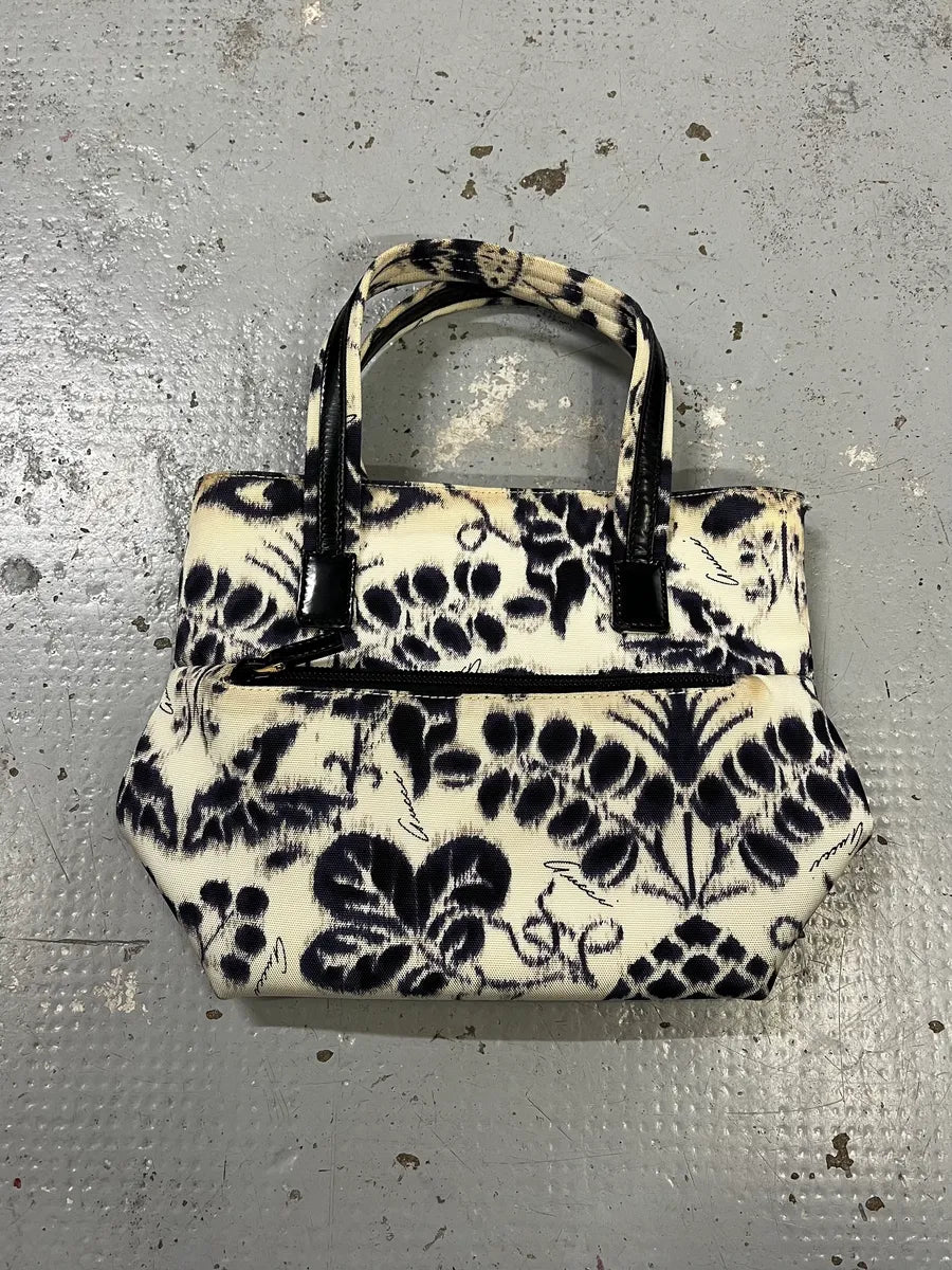 Gucci Blurred Flowers Cream & Navy Handle Bag CljvTyW 2
