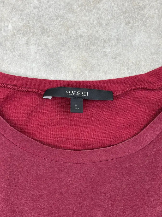 2000s Gucci Bordeaux Studded Two Tone Bordeaux T-Shirt siELhwh 7
