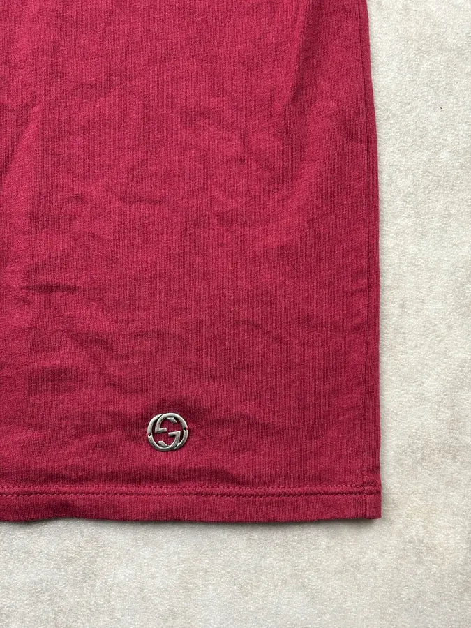 2000s Gucci Bordeaux Studded Two Tone Bordeaux T-Shirt siELhwh 6
