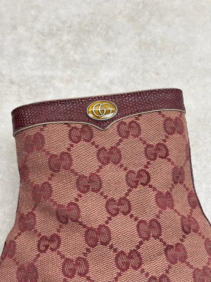 2000s Gucci Bordeaux Leather Monogram Boots sZuSUUo 14