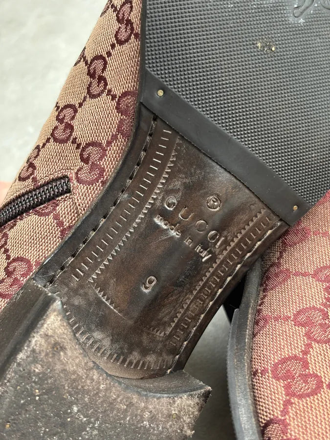 2000s Gucci Bordeaux Leather Monogram Boots sZuSUUo 19