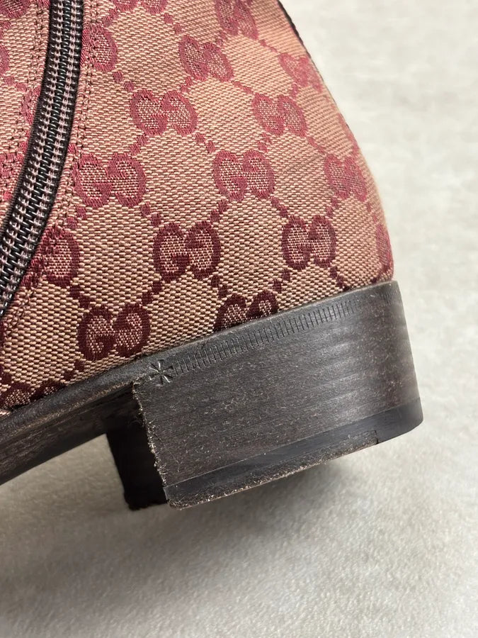 2000s Gucci Bordeaux Leather Monogram Boots sZuSUUo 10