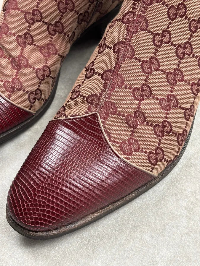 2000s Gucci Bordeaux Leather Monogram Boots sZuSUUo 6