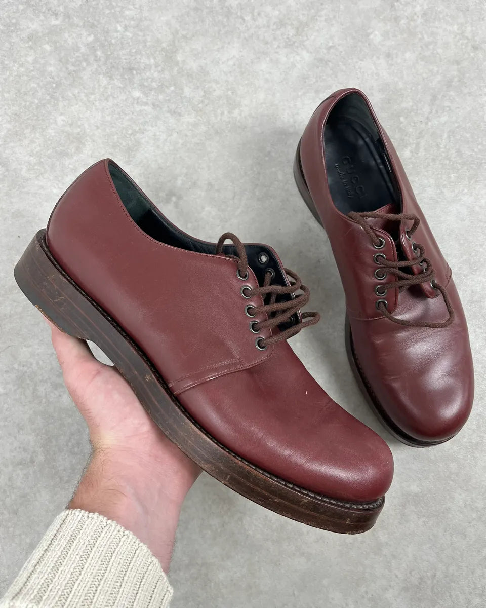 Gucci Bordeaux Leather Oxford Derby Shoes fVPzcAh 0