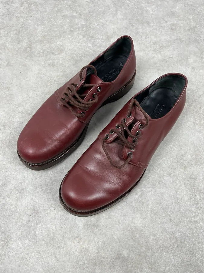 Gucci Bordeaux Leather Oxford Derby Shoes fVPzcAh 5