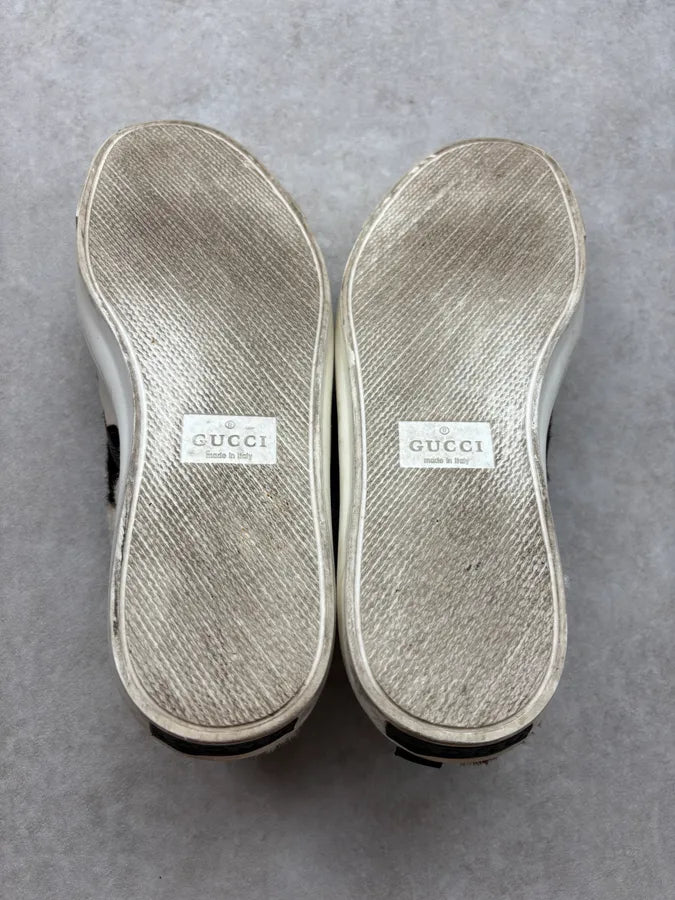 Gucci Brown & White Pony Hair Cow Slip-On Shoes vTOoADo 5